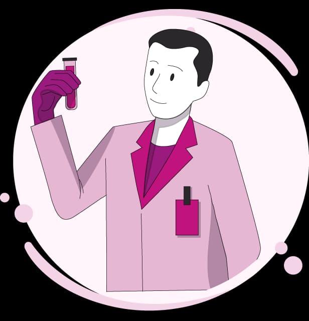 Chercheur tenant une solution en laboratoire